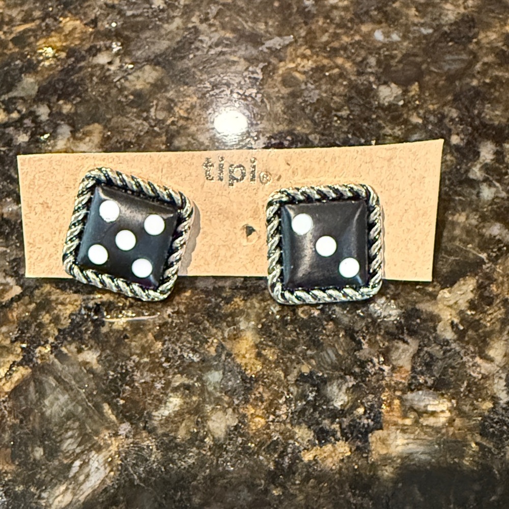 New Tipi Black and White Dice Earrings